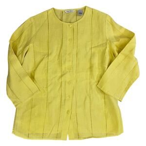 Laura Ashley Button Front Linen Top Shirt Women Size Small
